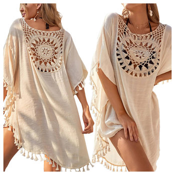 Pareo plażowe sukienka tunika boho frędzle - Luvu