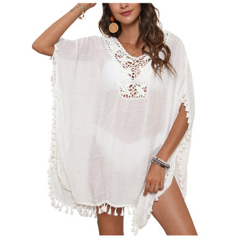 Pareo plażowe tunika boho haft sukienka biała - Luvu