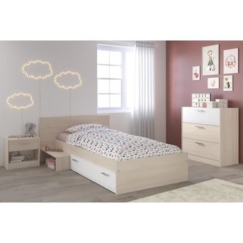 PARISOT Kompletna sypialnia dziecięca w nowoczesnym stylu, jasna i biała akacja - dł. 90 x dł. 190 cm - CHARLEMAGNE - Inny producent