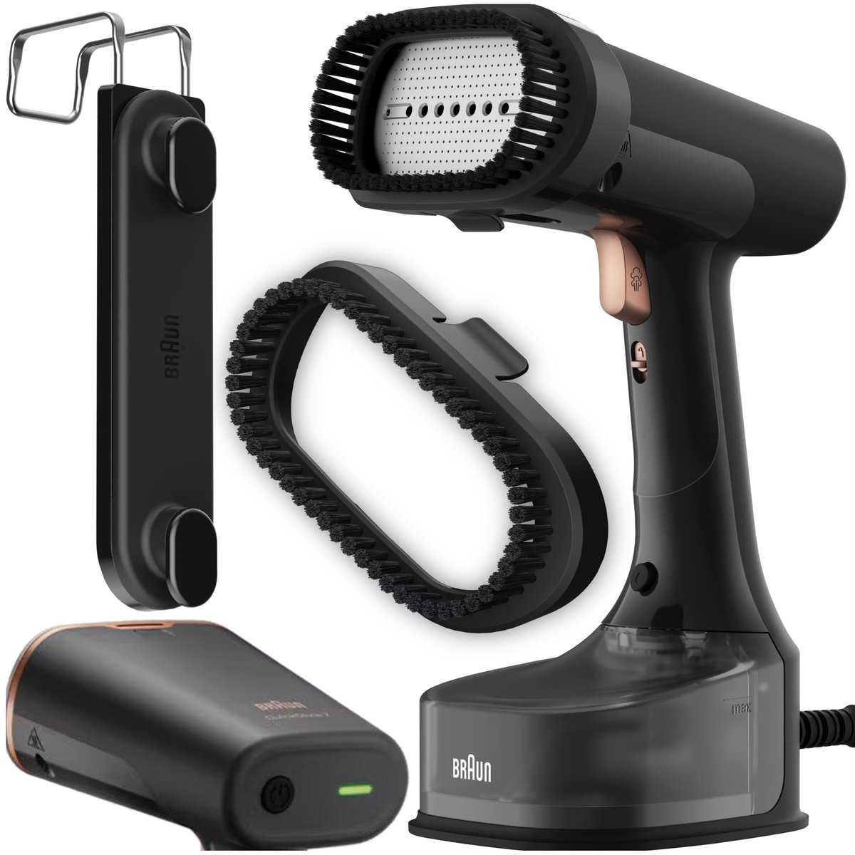 Braun PAROWNICA DO UBRAŃ BRAUN 1600W ŻELAZKO PAROWE STEAMER DO PRASOWANIA NASADKA