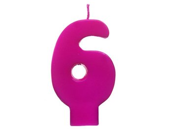 Party Deco, Świeczka cyfra 6, różowa, 6,5 cm - PartyDeco