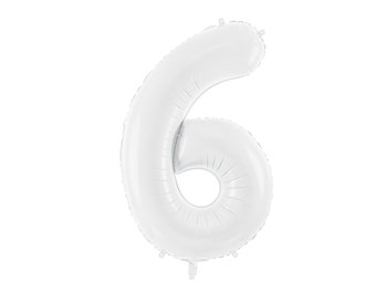 PartyDeco, Balon foliowy, Cyfra ''6'', 86 cm, biały (1 op. / 1 szt.) - PartyDeco