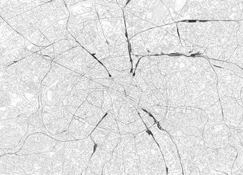 Paryż Czarno-Biała Mapa Miasta - Fototapeta - Nice Wall