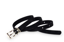 Pasek damski klasyczny czarny welur 1,5 cm