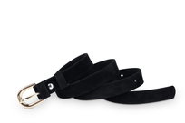 Pasek damski klasyczny czarny welur 2 cm