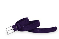 Pasek damski klasyczny fioletowy welur 3 cm