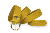 Pasek damski klasyczny musztardowy welur 3 cm