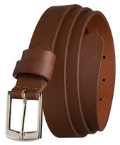 Pasek damski Peterson do spodni ze skóry naturalnej srebrna klamra bezniklowa brązowy 105