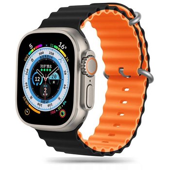 Pasek do APPLE WATCH 4 / 5 / 6 / 7 / 8 / 9 / SE / ULTRA 1 / 2 (42 / 44 / 45 / 49 MM) Tech-Protect IconBand Pro czarno-pomarańczowe - TECH-PROTECT