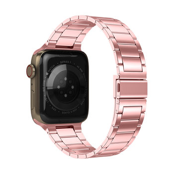 Pasek do Apple Watch 45mm / 44mm / 42mm Linki ze stali nierdzewnej Różowy - Avizar