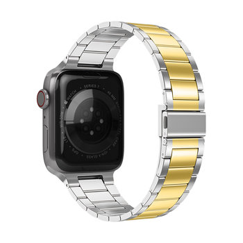 Pasek do Apple Watch 45mm / 44mm / 42mm Linki ze stali nierdzewnej Srebro i złoto - Avizar