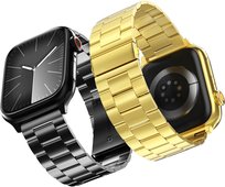 Pasek do Apple Watch Stal Regulowany 42-49 mm Czarny Złoty 2 szt