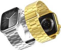 Pasek do Apple Watch Stal Regulowany 42-49 mm Srebrny Złoty 2 szt