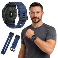 Pasek do Garmin Fenix 5 6 7 8 47mm Pro nylon bransoleta niebieski Quickfit