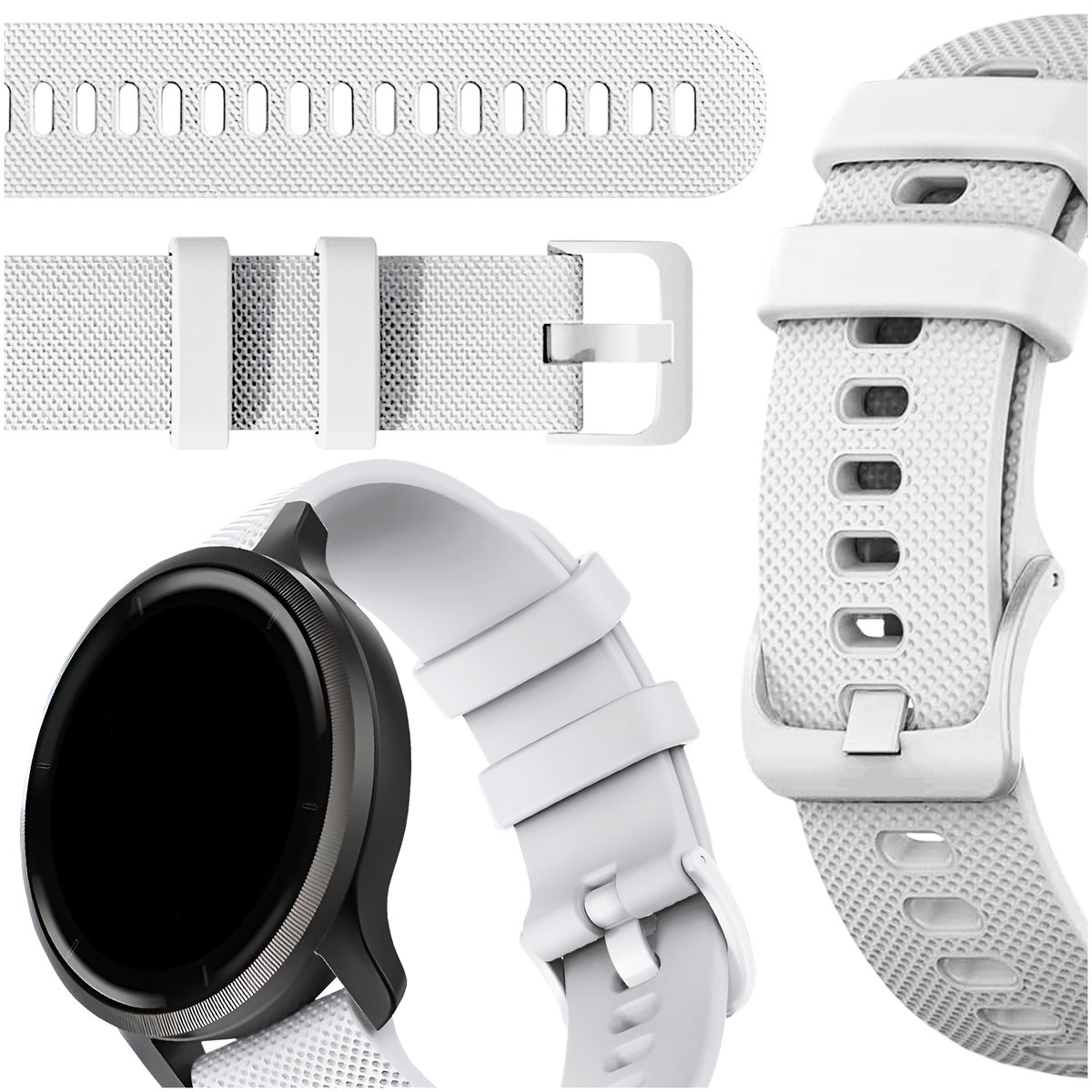 Pasek Do Garmin Venu 3s 41mm Smartwatch Bia a Opaska 18mm Z Teleskopami pasek-do-garmin-venu-3s-41mm-smartwatch-bia-a-opaska-18mm-z-teleskopami