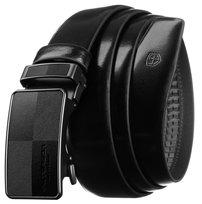 Pasek do spodni męski czarny ze skóry naturalnej 125 automatyczna klamra PETERSON elegancki do garnituru