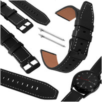 Pasek do Xiaomi Watch S1 Active GPS, czarna opaska, skórzana, teleskopy Chronsmarta