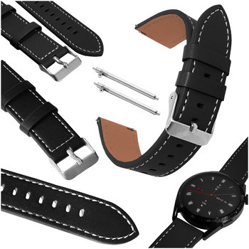 Pasek do Xiaomi Watch S1 Active GPS, czarna opaska, skórzana, teleskopy - Chronsmarta