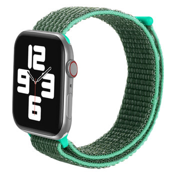 Pasek do zegarka Apple Watch 49 mm, 45 mm, 44 mm, 42 mm Tkany nylon Regulowany Zielony - Avizar