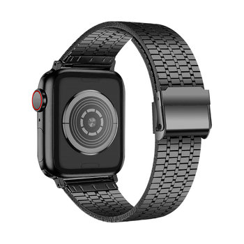 Pasek do zegarka Apple Watch 49mm 45mm 44mm 42mm kwadratowe stalowe ogniwa czarne - Avizar