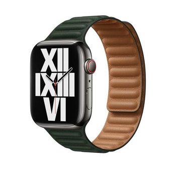 Pasek do zegarka APPLE Watch Sequoia Green Leather Link 45 mm, rozm. S/M - Apple