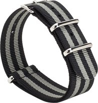 PASEK DO ZEGARKA CZARNO-SZARY NATO NYLON UNIWERSALNY SREBRNA KLAMRA 22mm Inna marka