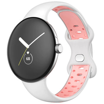 Pasek do zegarka Google Pixel Dwukolorowy silikonowy elastyczny biały/różowy - Avizar