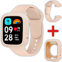 Pasek + etui Vanfone 2w1 do Xiaomi Redmi Watch 3 Active, pudrowy róż