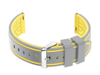 Pasek gumowy do zegarka U14 - siwy/żółty - 24mm - PACIFIC