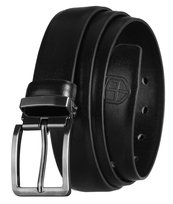 Pasek męski do jeansów PETERSON klasyczny elegancki srebrna klamra casualowy czarny