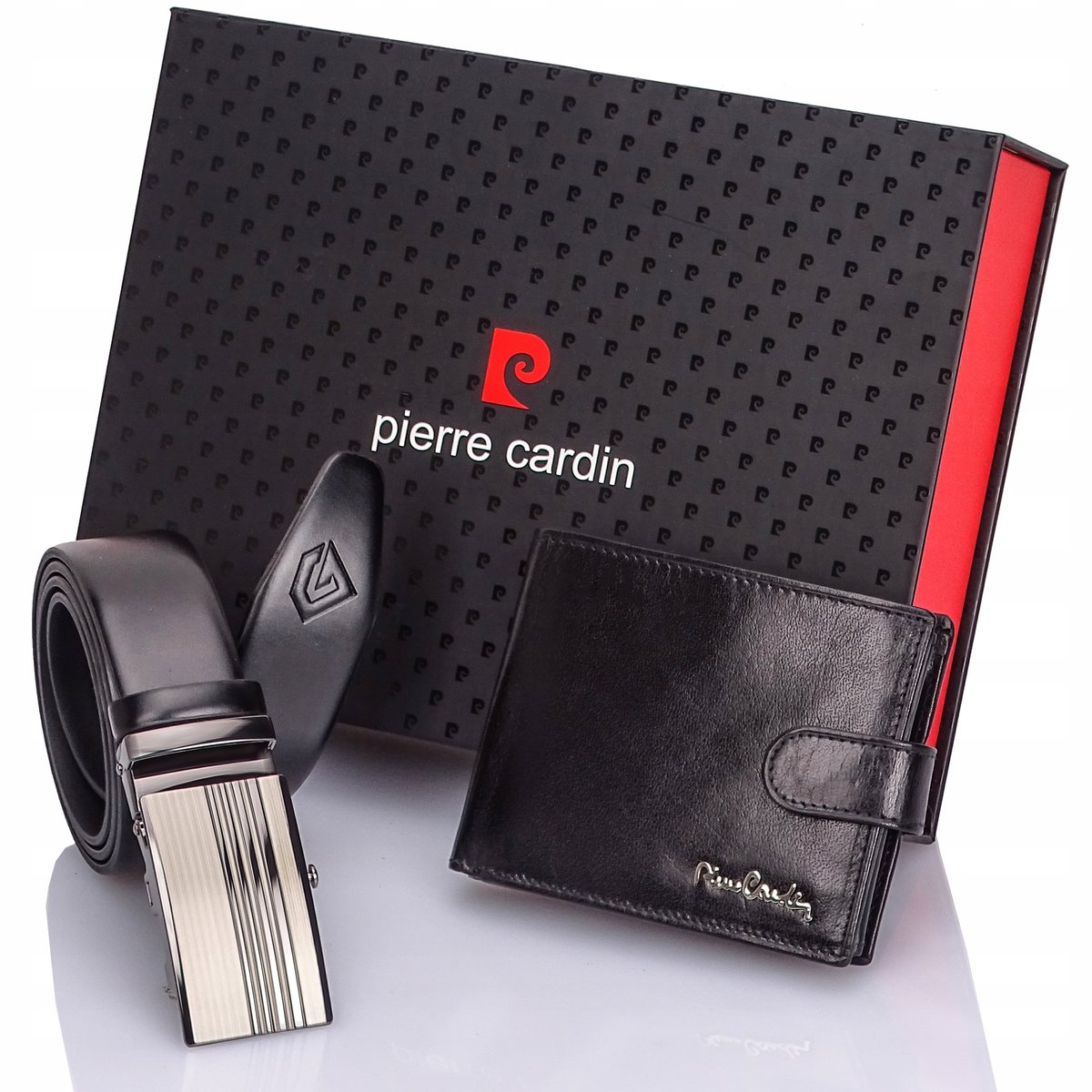 Pasek męski portfel Pierre Cardin - modny zestaw prezentowy męski skórzany