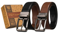 Pasek męski skórzany dwustronny z obrotową klamrą PETERSON 95