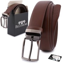 Pasek męski skórzany premium 3,5 cm casualowy brązowy skóra lico Beltimore brązowy E37 brązowy, beżowy r.85-100 cm Beltimore