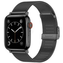 Pasek Opaska Bransoletka Mesh Metalowa z klamrą Czarny do Apple Watch 3 4 5 6 7 8 SE 42/44/45mm