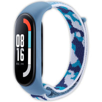 Pasek opaska nylonowa Vanfone do Xiaomi Mi Band 3/4/5/6/7, niebiesko-białe moro