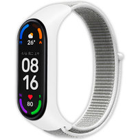 Pasek opaska nylonowa Vanfone do Xiaomi Mi Band 3/4/5/6, Amazfit Band 5, biało-szary