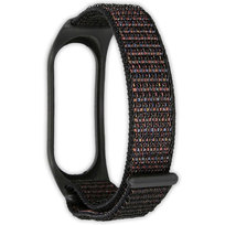 Pasek opaska nylonowa Vanfone do Xiaomi Mi Band 3/4/5/6, Amazfit Band 5, czarny z pomarańczowymi kropkami