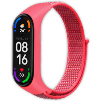 Pasek opaska nylonowa Vanfone do Xiaomi Mi Band 3/4/5/6, Amazfit Band 5, czerwony neon