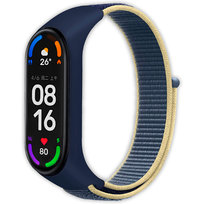 Pasek opaska nylonowa Vanfone do Xiaomi Mi Band 3/4/5/6, Amazfit Band 5, granatowo-żółty