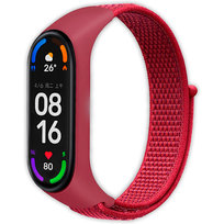 Pasek opaska nylonowa Vanfone do Xiaomi Mi Band 3/4/5/6, Amazfit Band 5, malinowy
