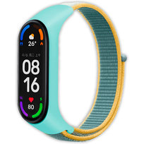 Pasek opaska nylonowa Vanfone do Xiaomi Mi Band 3/4/5/6, Amazfit Band 5, turkusowo-złoty