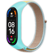 Pasek opaska nylonowa Vanfone do Xiaomi Mi Band 3/4/5/6, Amazfit Band 5, turkusowo-żółty