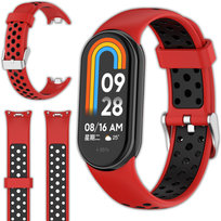 Pasek opaska perforowana Vanfone do Xiaomi Smart Mi Band 8/9, czerwono-czarny