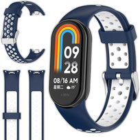 Pasek opaska perforowana Vanfone do Xiaomi Smart Mi Band 8/9, granatowo-biały