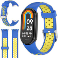 Pasek opaska perforowana Vanfone do Xiaomi Smart Mi Band 8/9, niebiesko-żółty