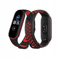 Pasek opaska zamienna do xiaomi mi band 3/4 oddychająca czarno - czerwony