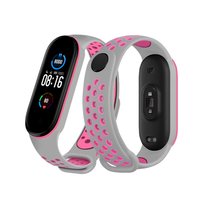 Pasek opaska zamienna do xiaomi mi band 3/4 oddychająca szaro - różowy