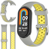 Pasek opaskaopaska perforowana Vanfone do Xiaomi Smart Mi Band 8/9, szaro-żółta