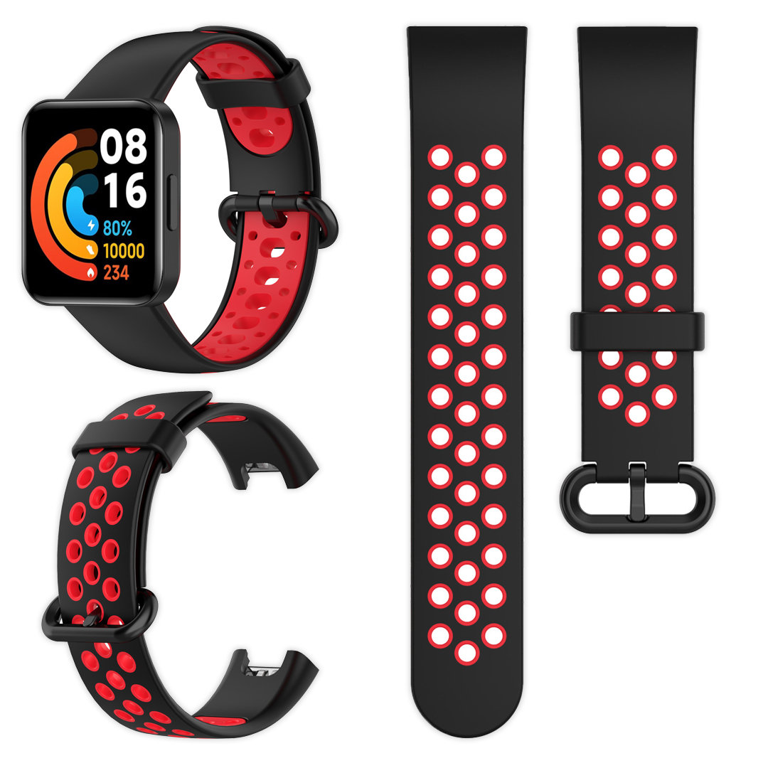 Фото - Ремінець для годинника / браслета Xiaomi Pasek perforowany Vanfone do  Redmi Watch 2 Lite, czarno-czerwony 