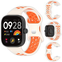 Pasek perforowany Vanfone do Xiaomi Redmi Watch 4/5, kremowo-pomarańczowy